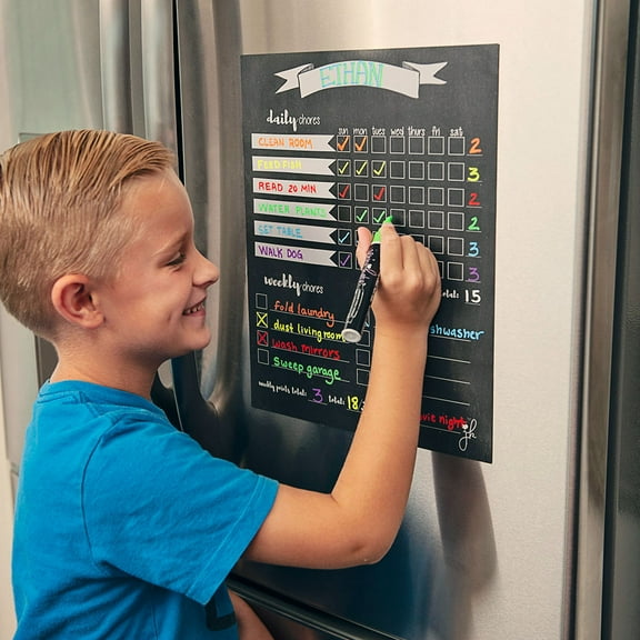 Magnetic Chore Chart for Kids  - Child Behavior Reward Tracker - Daily Household Chore Checklist - Job Chart - Dry Erase Chore - 11"x 14"