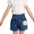 thumbnail image 2 of LRen Girls Jean Shorts Denim Elastic Waist Bow Loose Summer Casual Shorts for Little Girls 1-8Y, 2 of 4