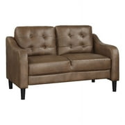 Pemberly Row Contemporary Polished Microfiber Loveseat in Brown