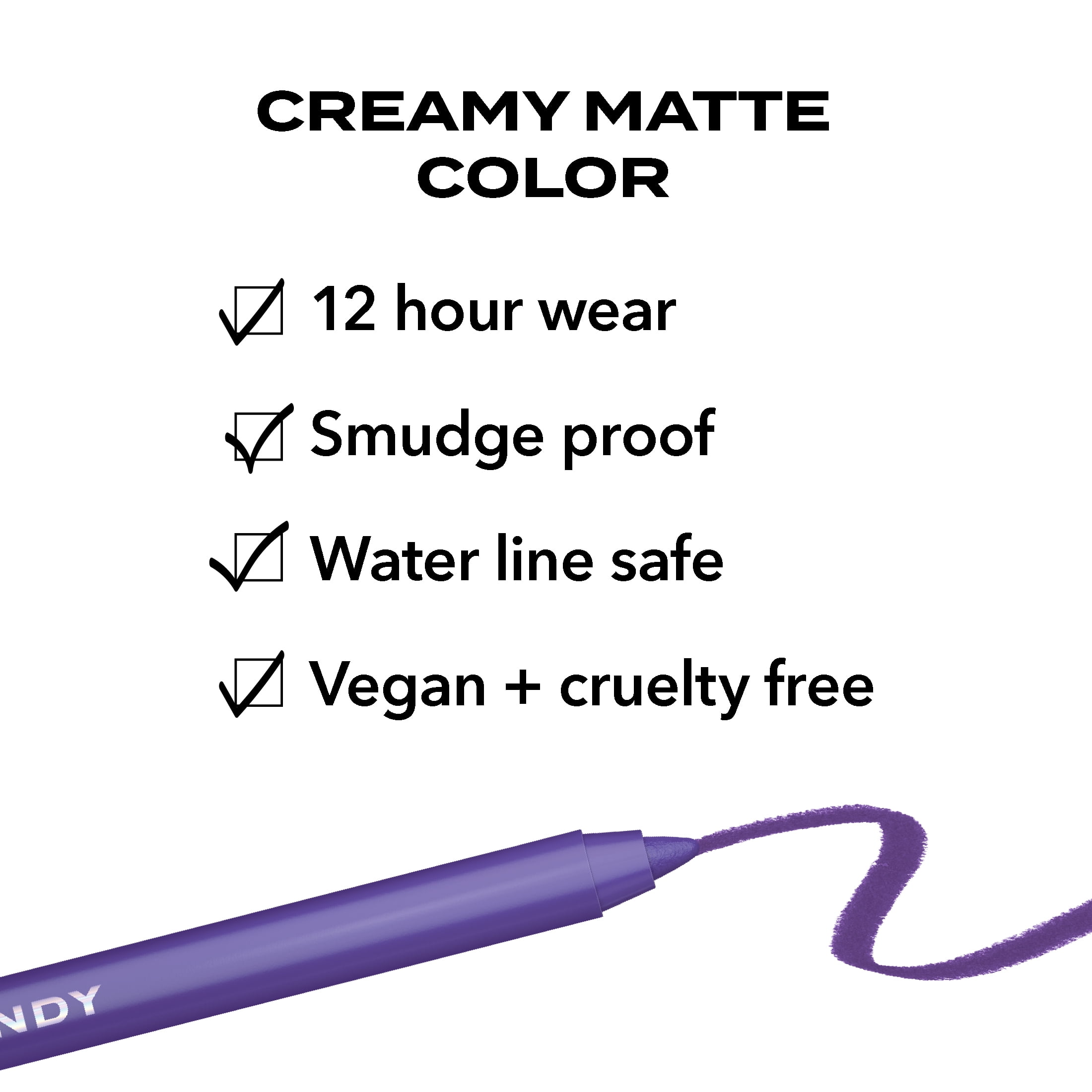 Hard Candy Party Lines Gel Eyeliner, Pencil Liner, 12HR Waterline Safe, Twisted Grape, Matte Purple