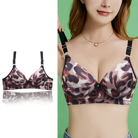 Clearance! Weikingp Bras for Women Women S Sexy Comfortable Medium And Old Age Large No Thin Three Breasted Printing Traditional Bra Bralettes for Women Plus Size Lingerie Khaki 34