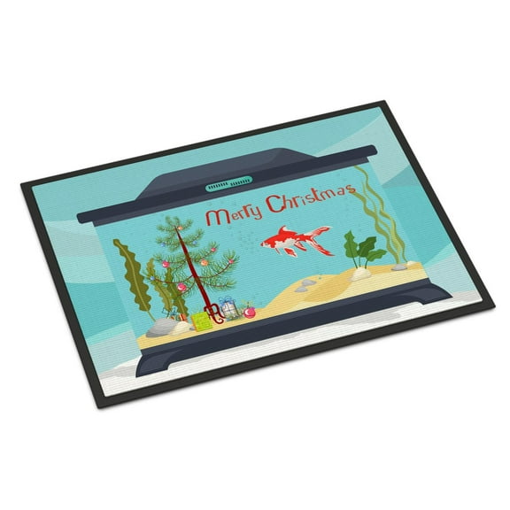Carolines Treasures CK4511MAT Comet Goldfish Merry Christmas Door Mat Indoor Rug or Outdoor Welcome Mat 18x27 Doormat