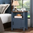 thumbnail image 6 of Joaxswe 18" Farmhouse Nightstand with Charging Station Set of 2, Open Shelf Bedside Table for Bedroom, Navy Blue, 6 of 7