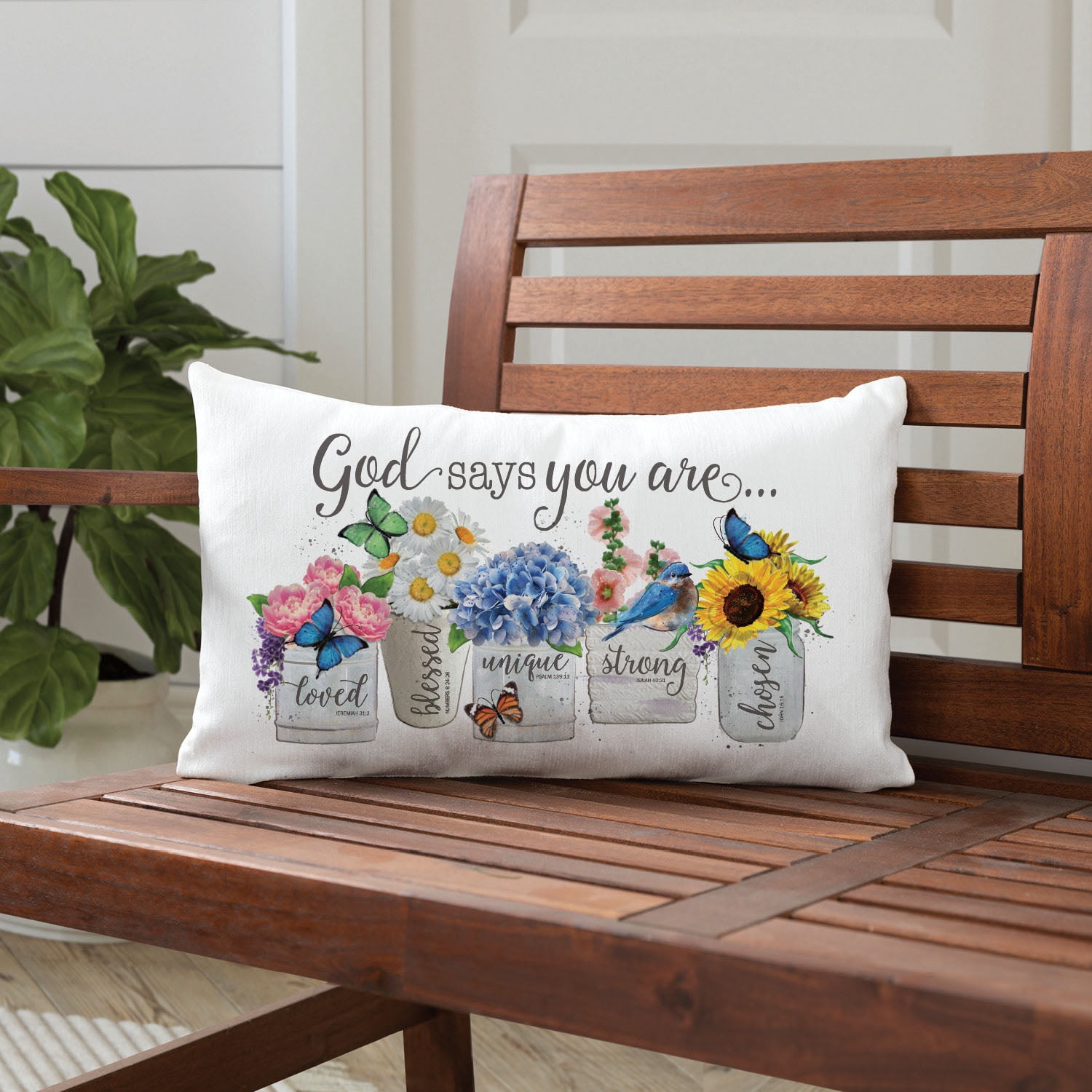 Personalized Planet God Says You Are Lumbar Throw Pillow with White Rectangular Removable Cover | Spiritual Decoration for Chair Sofa Couch Living Room or Bedroom of Faith | 20x12