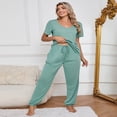 thumbnail image 6 of LYMAYTER‌ Women's Pajama Sets Comfortable Short Sleeve Top Long Pants 2 Piece Soft Cotton Lounge Clothes, 6 of 9