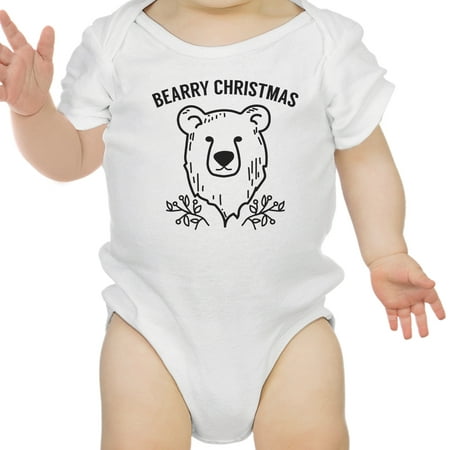 Bearry Christmas Bear Cute Christmas Baby Bodysuit White New Mom