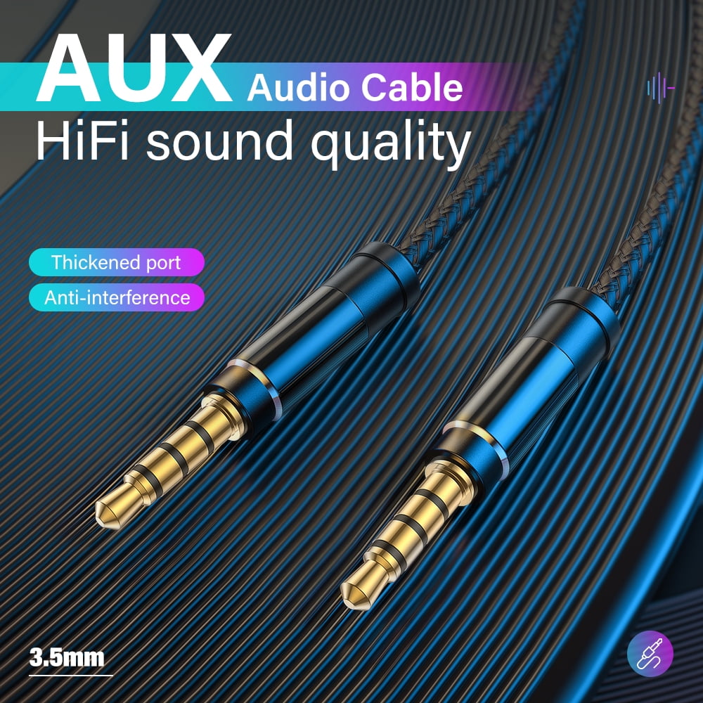 AUX Kabel 3,5 Mm – 3 Meter, Nylon-geflochten, Vergoldete Stecker, Tangle-free Für Smartphone, Autoradio & Lautsprecher