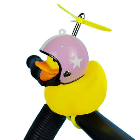 Rubber duck bicycle accessories with flash lamp and propeller helmet for automobile dashboard decoration(2pcs)