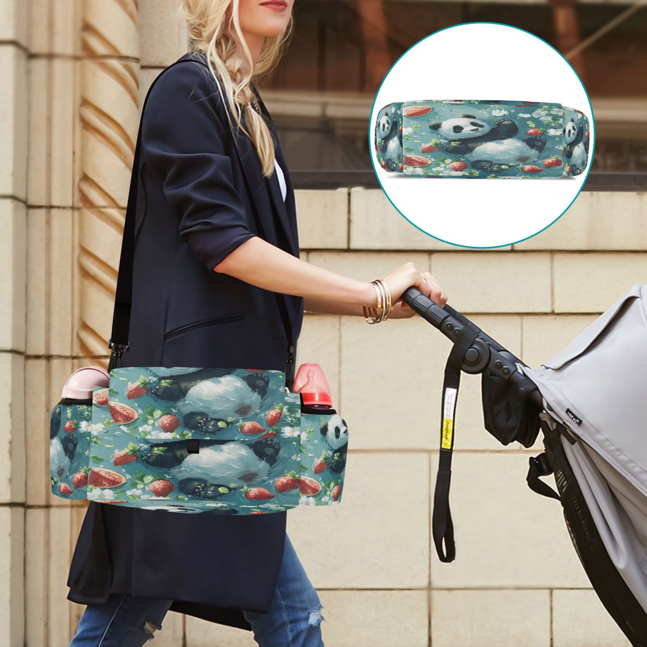DIXRUYEE Stroller Organizer Floating Panda Paradise Printed