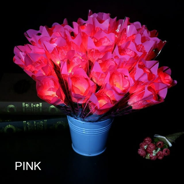 Fleur Artificielle Décorative Lumineuse Simulation Fausse Fleur LED Rose