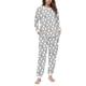 thumbnail image 2 of Conjunto de top y pantalones de poliéster con bolsillos largos y estampado de cuello redondo informal para mujer, 2 of 6