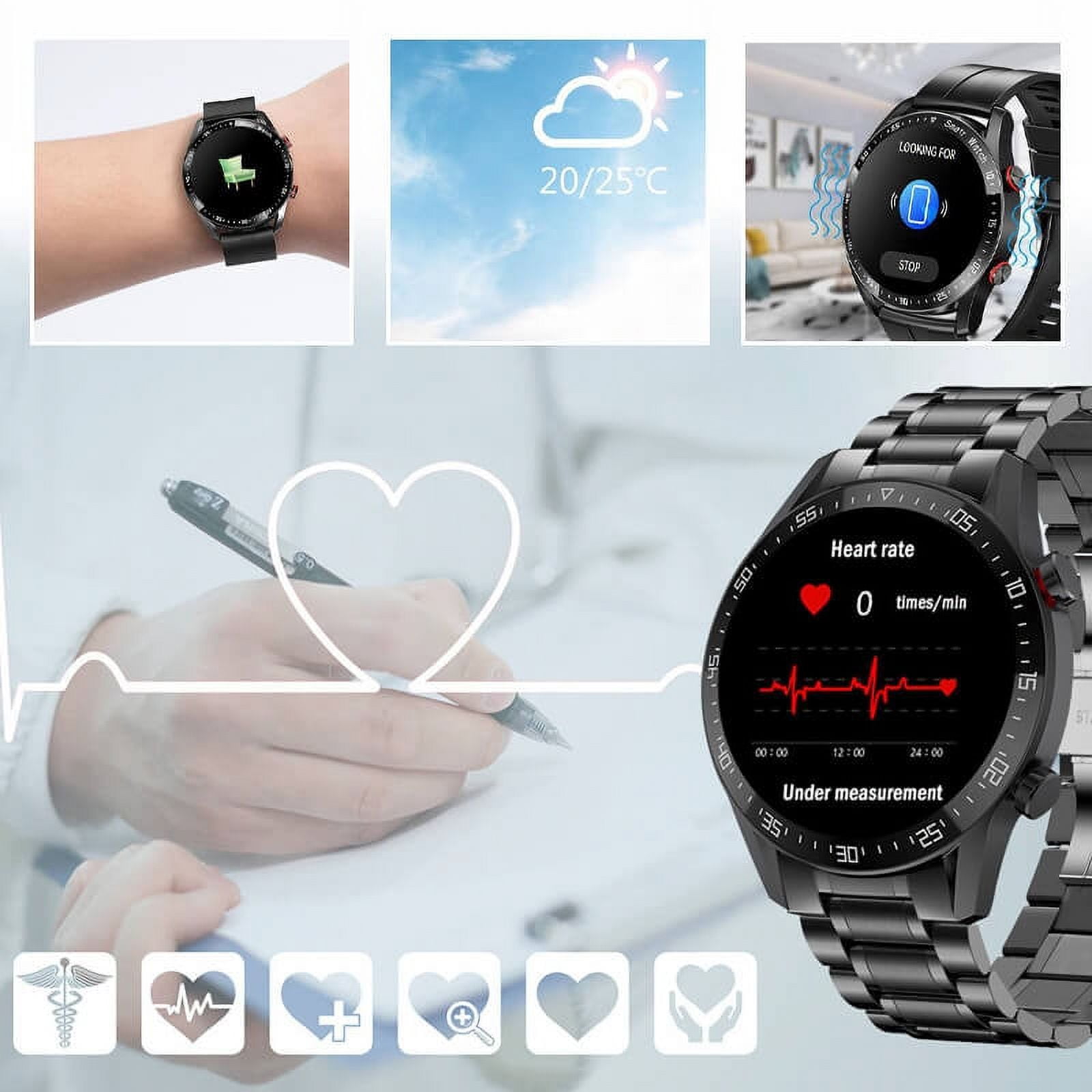 Btomtd Smart Watch,Digital Watch,Bluetooth Call Smartwatch Stainless Steel Strap Watch