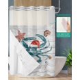 thumbnail image 2 of No Hook Shower Curtain with Snap in Liner, Wooden Santa Claus Starfish Crab with Christmas Hat Hotel Shower Curtains for Bathroom, Washable Shower Curtain Liner Set with Mesh Top Window, 72"x84", 2 of 6