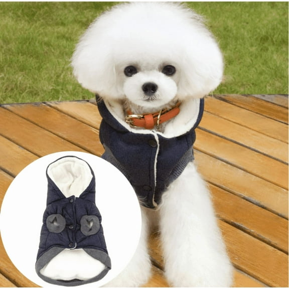 Pet Dog Fleece Harness Jacket Puppy Warm Jumper Sweater Coat Jacket Apparel for Small Medium Large Dog - Dark Blue,XL