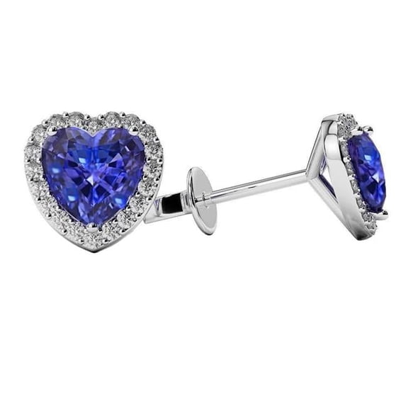 Harry Chad Enterprises 62232 White Gold Womens 3.90 CT Tanzanite with Diamonds Stud Earrings