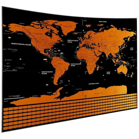 MOJCO Scratch Off Map of the World Travel Poster W/ Country Flags & US States Outlined Shiny Glossy Finish (Large Full Size)