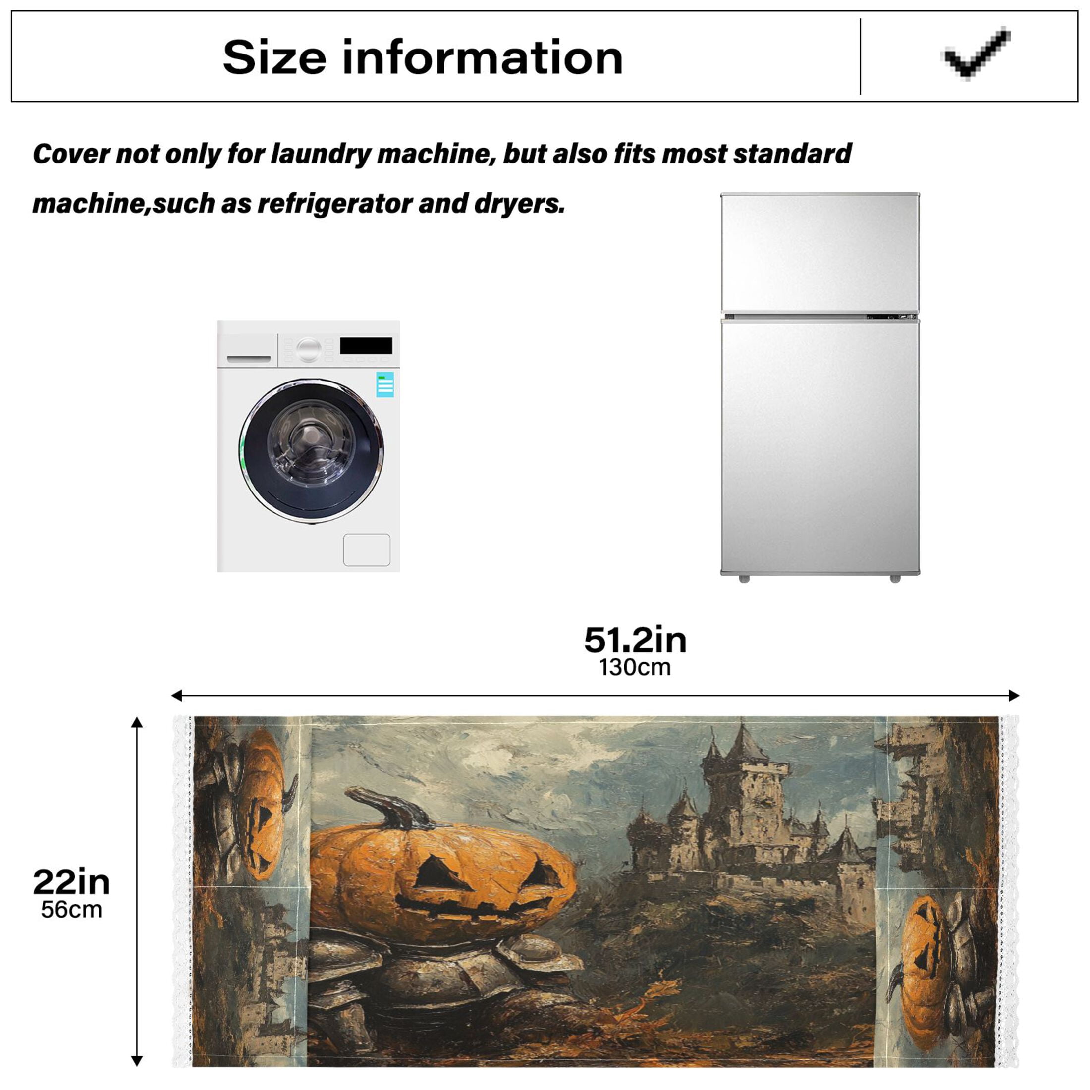Pumpkin KnightWasher and Dryer Covers Dust-Proof and Oil Resistant Fridge Cover with 4 Storage Pockets Washing Machine Top Cover for Laundry Kitchen Home 51.2 x 22 In