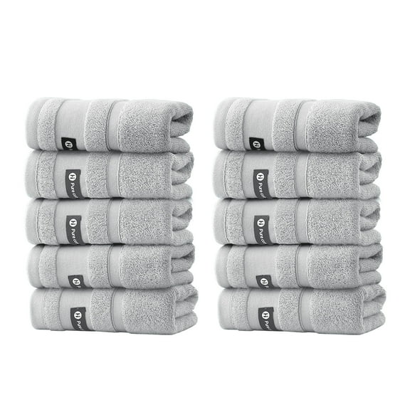 Hvmvliv Rectangular Towels For Bathroom 10 Pcs Bath Towels Set For Bathroom Cotton Thick Soft Absorbent Towel Set Of 10 Household Wash Face Gift Towel Gray