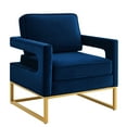 thumbnail image 3 of Modern Accent Chair for Living Room, Velvet Single Sofa Armchair with Open Armrest and Gold Metal Legs, Upholstered Leisure Chair for Bedroom Office Decorative, Navy, 3 of 7