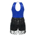 thumbnail image 2 of Sinleey Robe Justaucorps à Paillettes à Franges pour Filles, Franges, Latin, Jazz, Rumba, Salsa, Chacha, Tenue de Danse Moderne, Bleu 16, 2 of 7