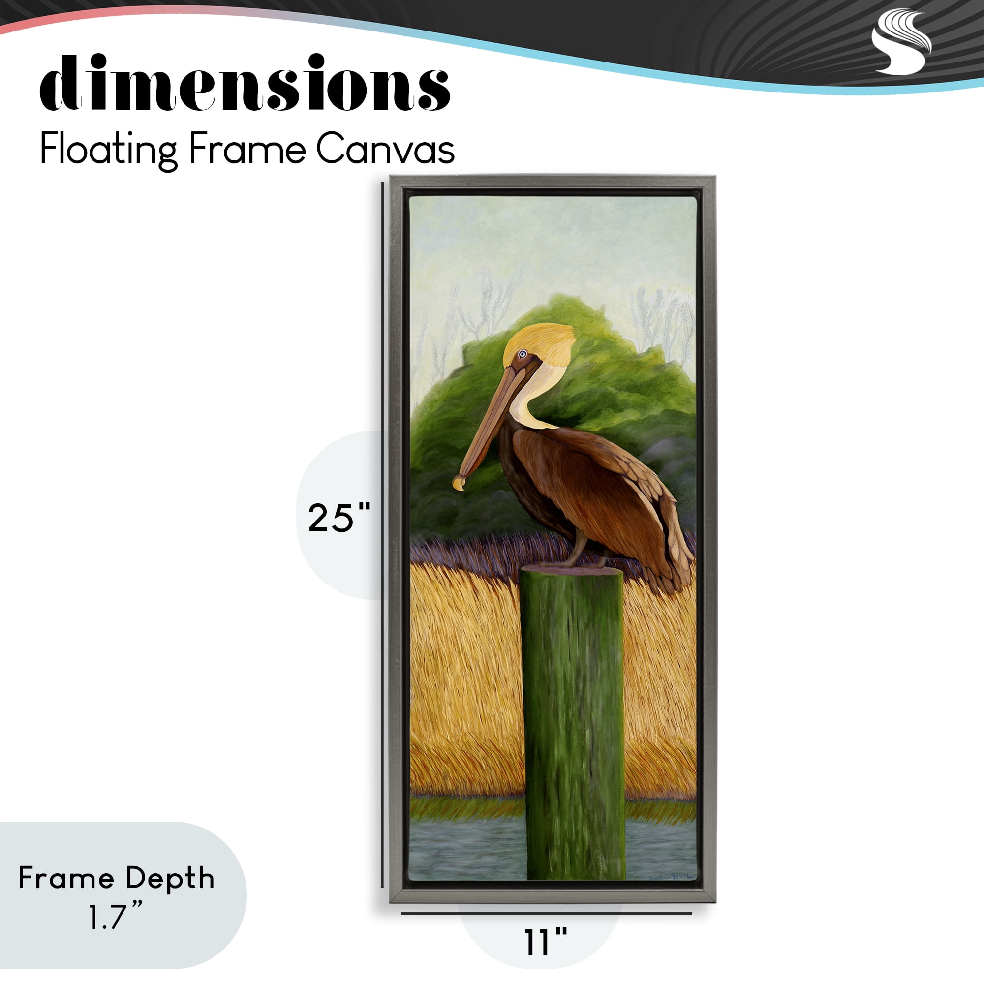 Stupell Industries Perched Blue Eyed Pelican Gray Framed Floater Canvas Wall Art, design by Barbara Fallenbaum