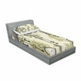 thumbnail image 3 of Antique Bedding Set with Sheet & Covers, Old Days Design 20s Cultural Items and Tribal Feathers Changing Trends Theme, Printed Bedroom Decor 2 Shams, 4 Sizes, Green Grey Cream, by Ambesonne, 3 of 3