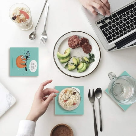 

ZHANZZK Sloth Set of 6 Coaster for Drinks Absorbent Ceramic Stone Coasters Cup Mat with Cork Base for Home Kitchen Room Coffee Table Bar Decor