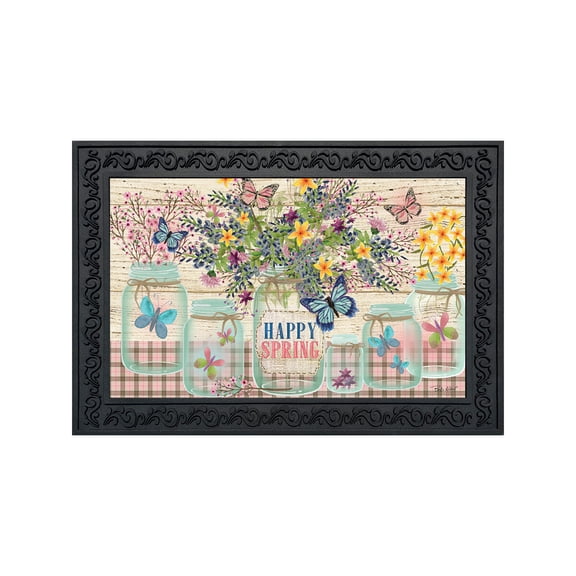 Briarwood Lane Doormat 30x18 Indoor Outdoor Happy Spring Mason Jar For Spring Doormat