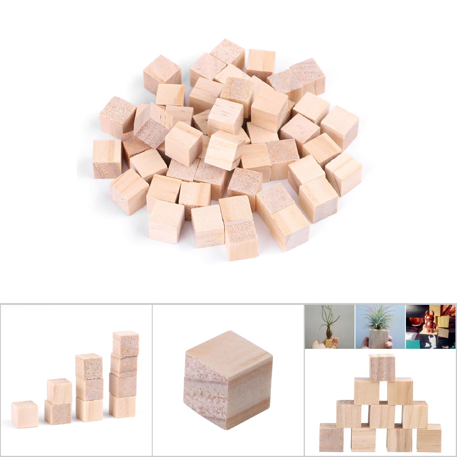 50 pièces Cubes en bois de 1 pouce, blocs en bois naturels bruts pour