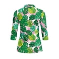 thumbnail image 3 of Uorisanigo Palm Leaves Womens Quick Dry Athletic Polo Shirts Size 2XL Versatile Comfortable Women's 3/4 Sleeve Athletic Golf Shirts Fashion Outing Wear Relaxed Pullover for Women, 3 of 7