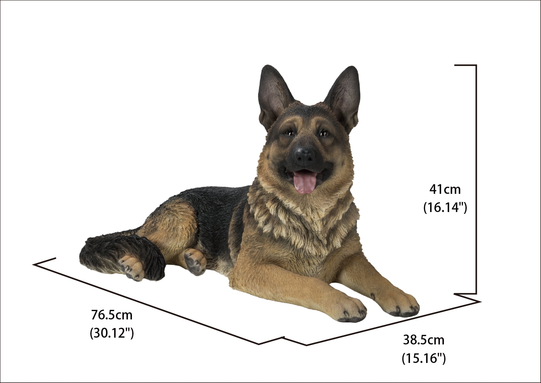 Hi-Line Gift 12” Animal Lying German Shepherd Garden Statue, Decorative