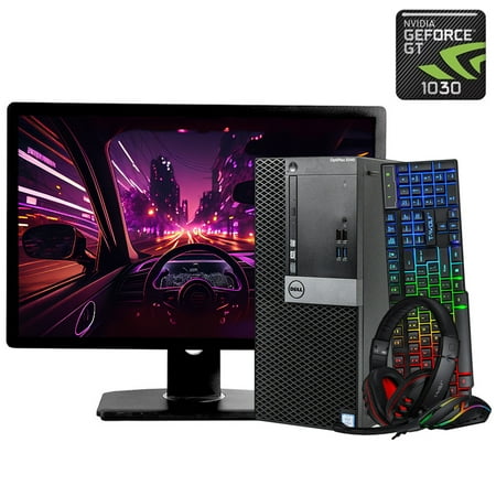 Dell OptiPlex 5040 Gaming Tower Intel Core i5-6th Gen 16GB RAM 512GB SSD NVIDIA GeForce GT 1030 Graphics 24  LCD Wi-Fi with T-Wolf TF 800 Gaming Combo - Restored Windows 10 PC