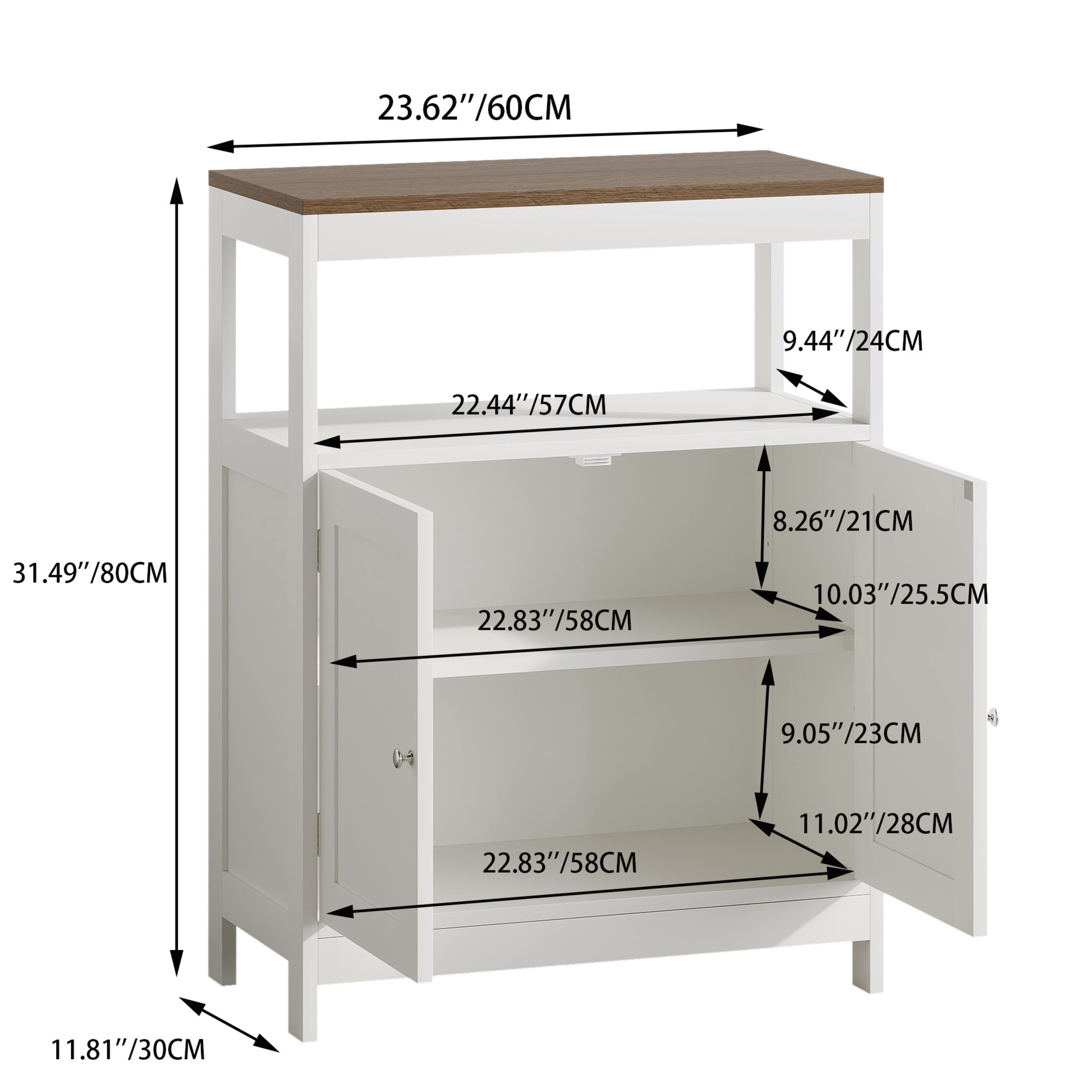 Noble House Modern Storage Cabinet with Double Doors, Multi-Purpose Kitchen or Bathroom Organizer, White