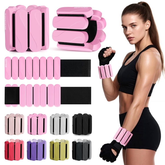 Brazaletes Ajustables con Peso MESUADESI para Muñeca 0.9kg Rosa