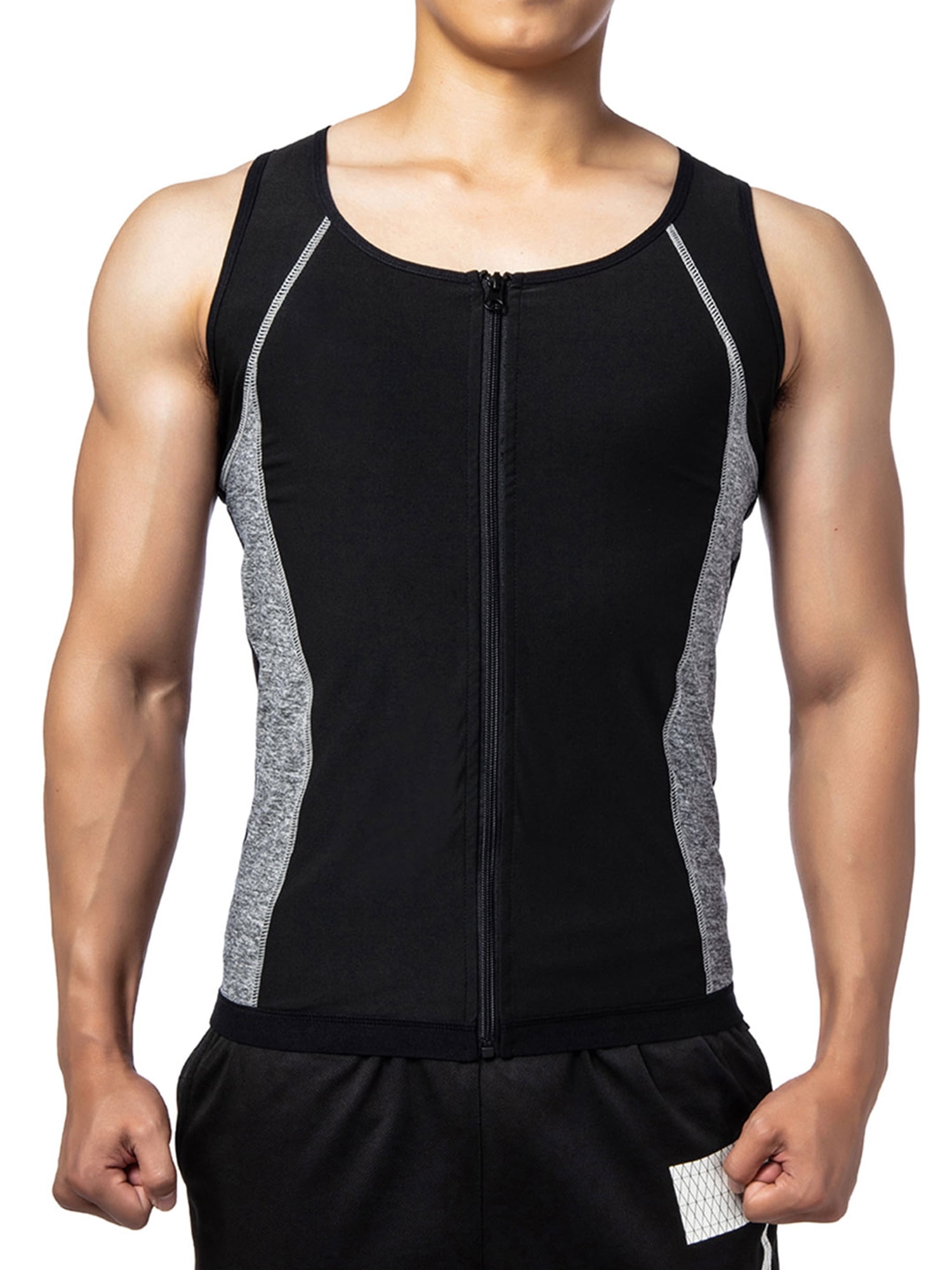 Fit Style Waist Trainer Vest for Weightloss Hot Neoprene Corset Body Shaper Zipper Sauna Tank Top Slimming Body Shaper Neoprene For Men