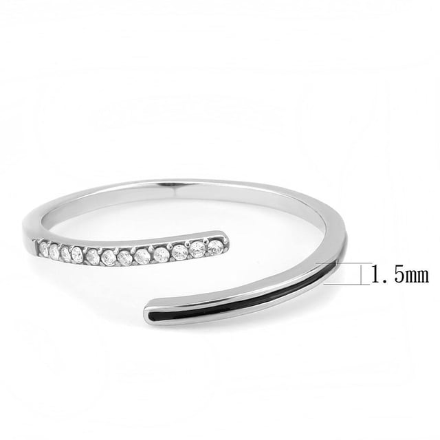 No Plating Stainless Steel Ring with Epoxy in Jet for Women Jet Stone Color Style DA312 Size 5