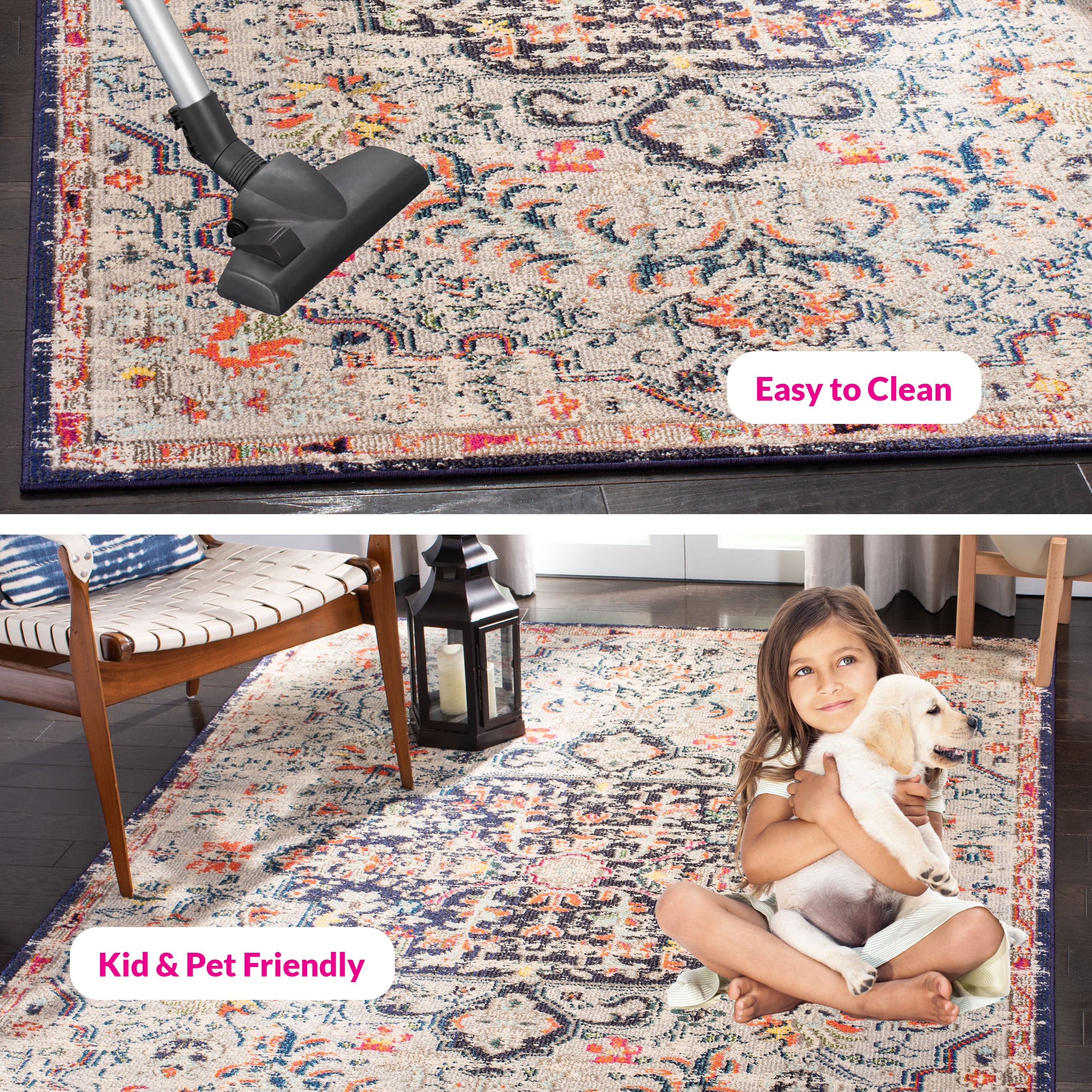 SAFAVIEH Madison Joandra Southwestern Area Rug, Beige/Black, 2'2" x 4'