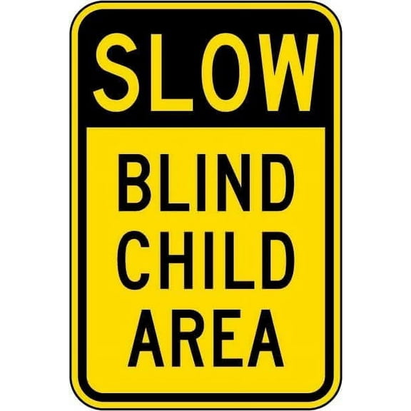 Slow Blind Child Area Vintage Metal Aluminum Tin Sign Door Signs Exterior Home Cave Garage bar Country Poster Club Wall Plaque Decoration Retro Aluminum Sign 12" x 16"