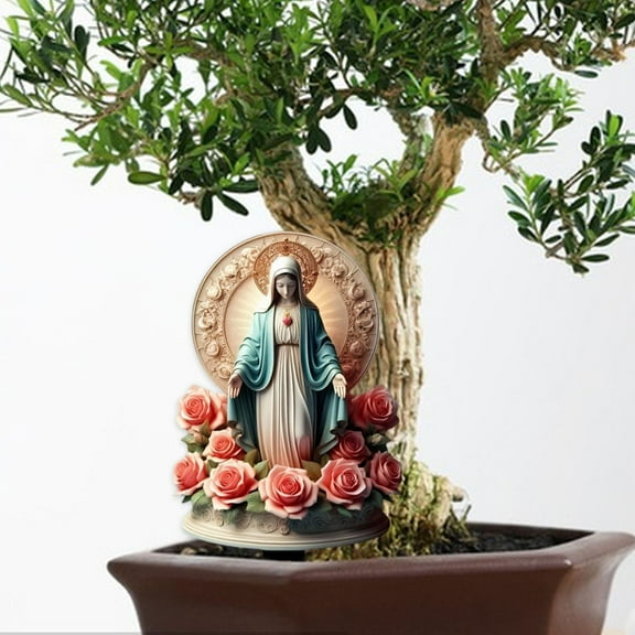 PETSOLA Blessed Mary Statue Blessed Mary Christmas Decoration Stakes,Yard Sign,Landscape Ornament Figurine for Backyard Lawn Holidays