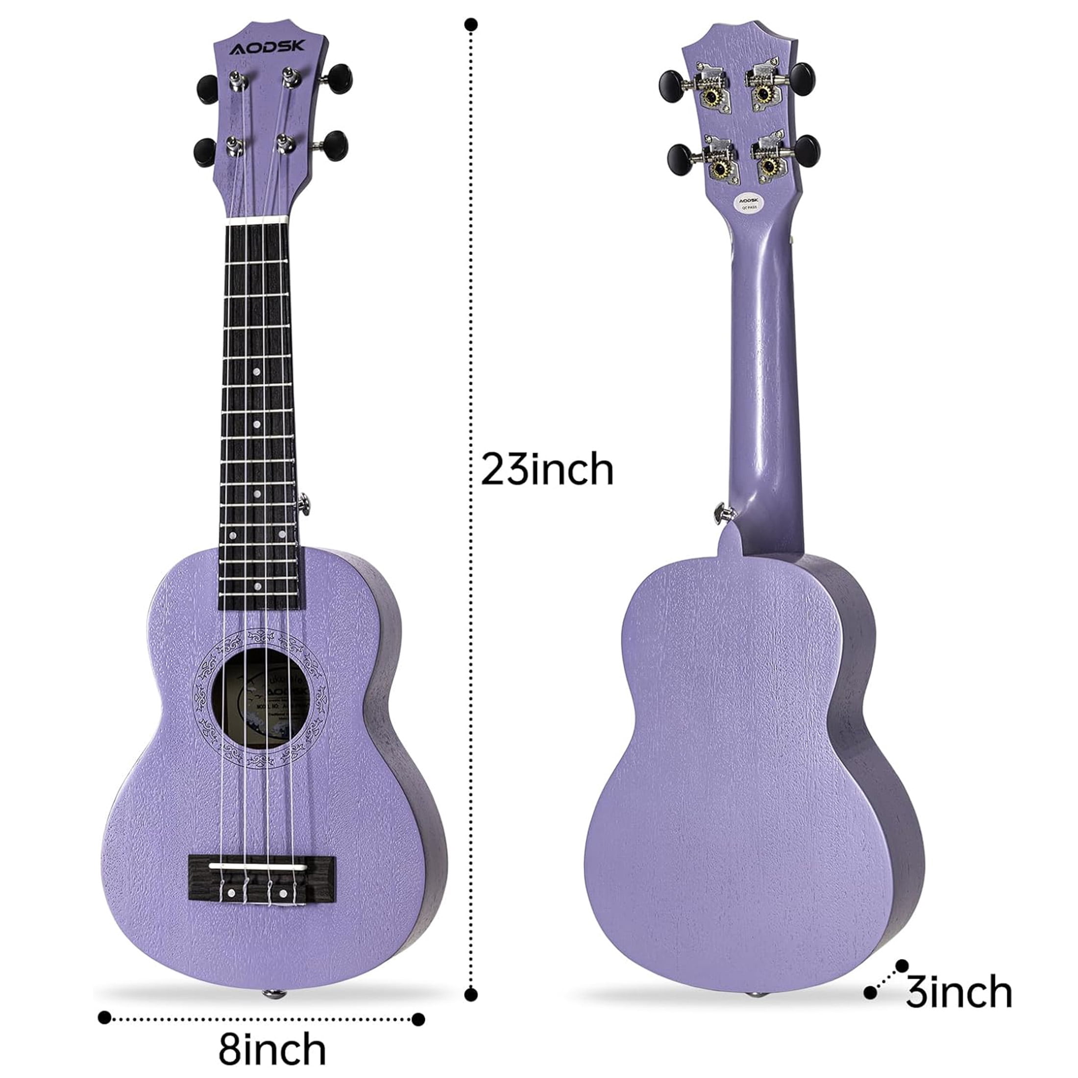 AODSK 23" Concert Ukulele Kit with Gig Bag, Strap, Extra Strings, Picks, Online Lesson, Ukelele Adult Beginner Series AUC-P06