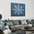 thumbnail image 2 of JEUXUS Vintage Snowflake Wall Art, Cute Christmas & Winter Artwork, Faded Wood Look, Blue & White, Premium Gallery Wrapped Canvas Decor, Ready to Hang, 16x16 inch, 2 of 4