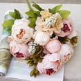 thumbnail image 4 of Peonies Artificial Flowers, Faux Peony Flowers Real Touch Fake Silk Bouquet for Arrangements Dining Table Centerpieces for Kitchen Bridal Wedding Party (1 Pack, Light Pink), 4 of 9