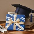 thumbnail image 4 of RUSPEPA Blue Graduation Wrapping Paper Roll 2025, Gift Wrap with Trencher Cap and Congrats Grad for High School and College Graduation, Mini Roll, 17 Inches x 16.4 Feet, 4 of 7