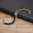 thumbnail image 4 of Punk Double Layered Beaded 14K White Gold Bracelet for Men Boys,Matte Agate Tiger Eye Black Stone Bracelets,Hiphop Birthday Jewelry Gift, 4 of 8