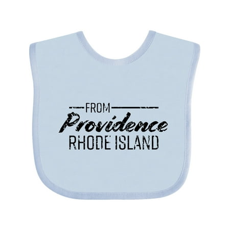 

Inktastic From Providence Rhode Island in Black Distressed Text Gift Baby Boy or Baby Girl Bib
