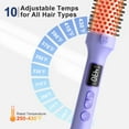 thumbnail image 3 of Thermal Brush for Blowout Look, 1.5in Heated Round Brush, Straightening & Curling Iron Brush, Blowout Brush, Hot Styler for Travel, 10 Temperature Control, Dual Voltage, Purple, 3 of 9