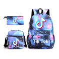 thumbnail image 1 of Mochila imprescindible de moda con efecto tie-dye azul estrellado, bolso informal para niños y niñas, Estuche para lápices * 1 Bolsa para el almuerzo * 1 Mochila * 1-Cielo estrellado azul, 1 of 5