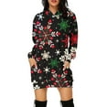 thumbnail image 2 of Christmas Dresses for Women Casual Mini Printed Pullover Sweatshirts Dress with Pockets Christmas Gifts for Women, 2 of 6