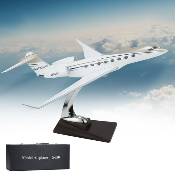 Gulfstream Jet Model 650, 11.81" Aviation Airplane Models Alloy Diecast Airplane, Resin Model Airplane with Stand and Gift Box Adult Collectibles and Decoration Gift