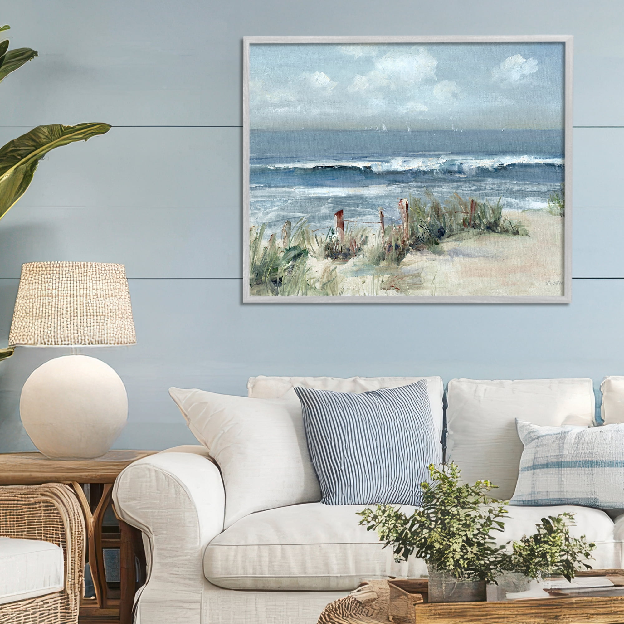Stupell Industries Brushed Expression of Coast Gray Framed Giclee Art, design by Sally Swatland